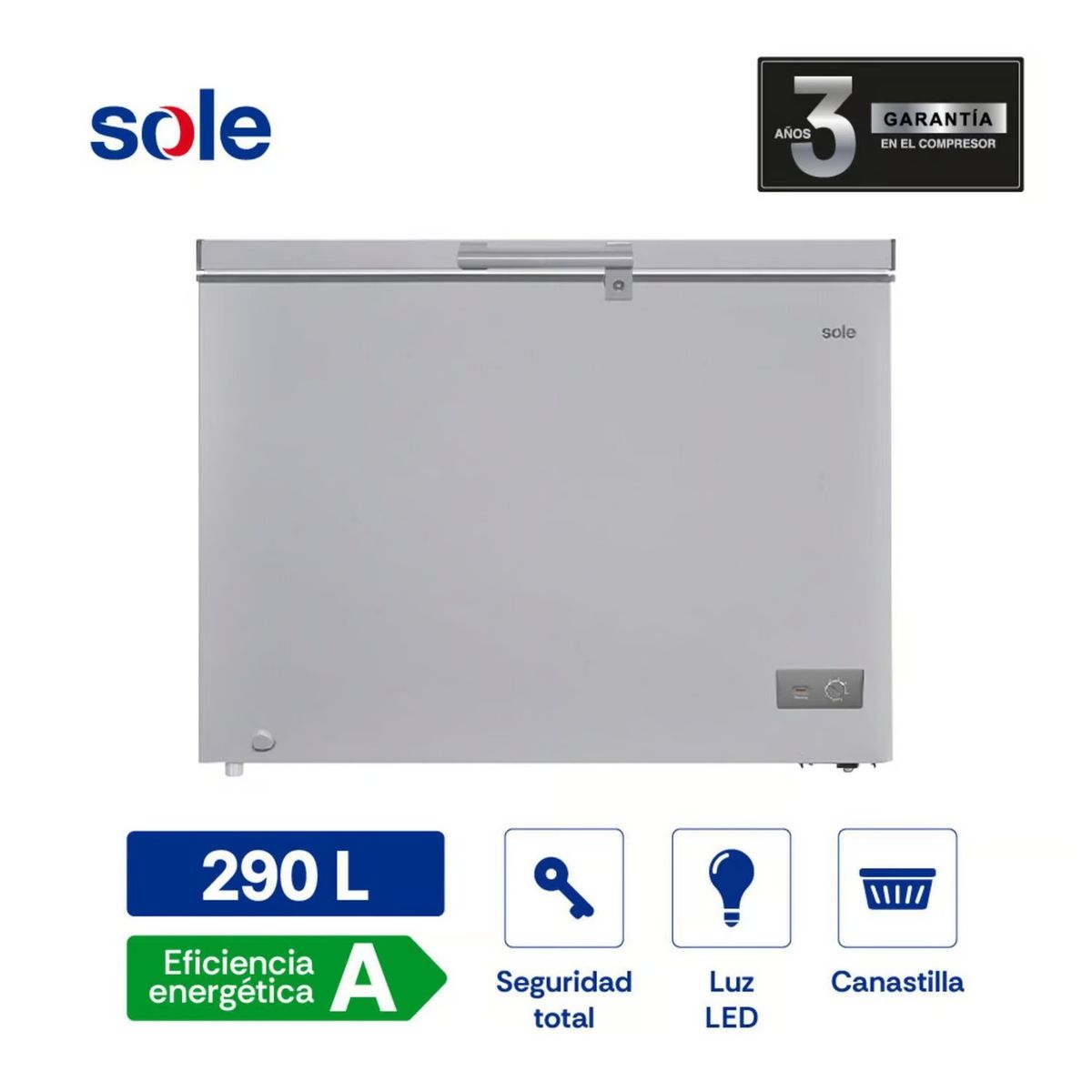 SOLE - CONGELADORA SOLE HORIZONTAL 290L - Gris