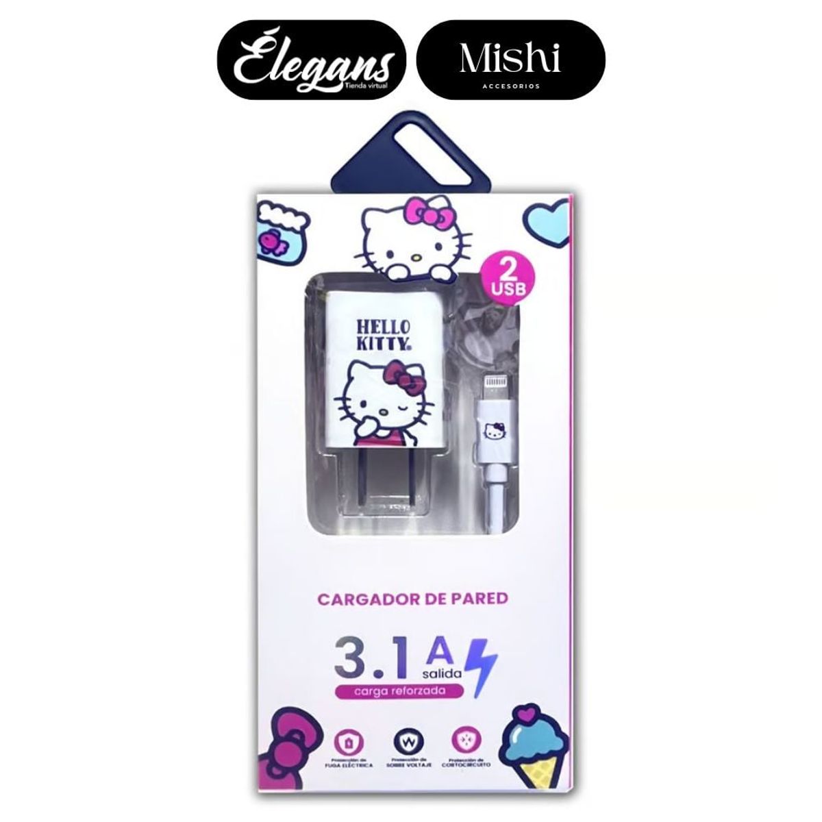 ROMAX - Cargador lightning de Hello Kity 31A HKA308 Élegans