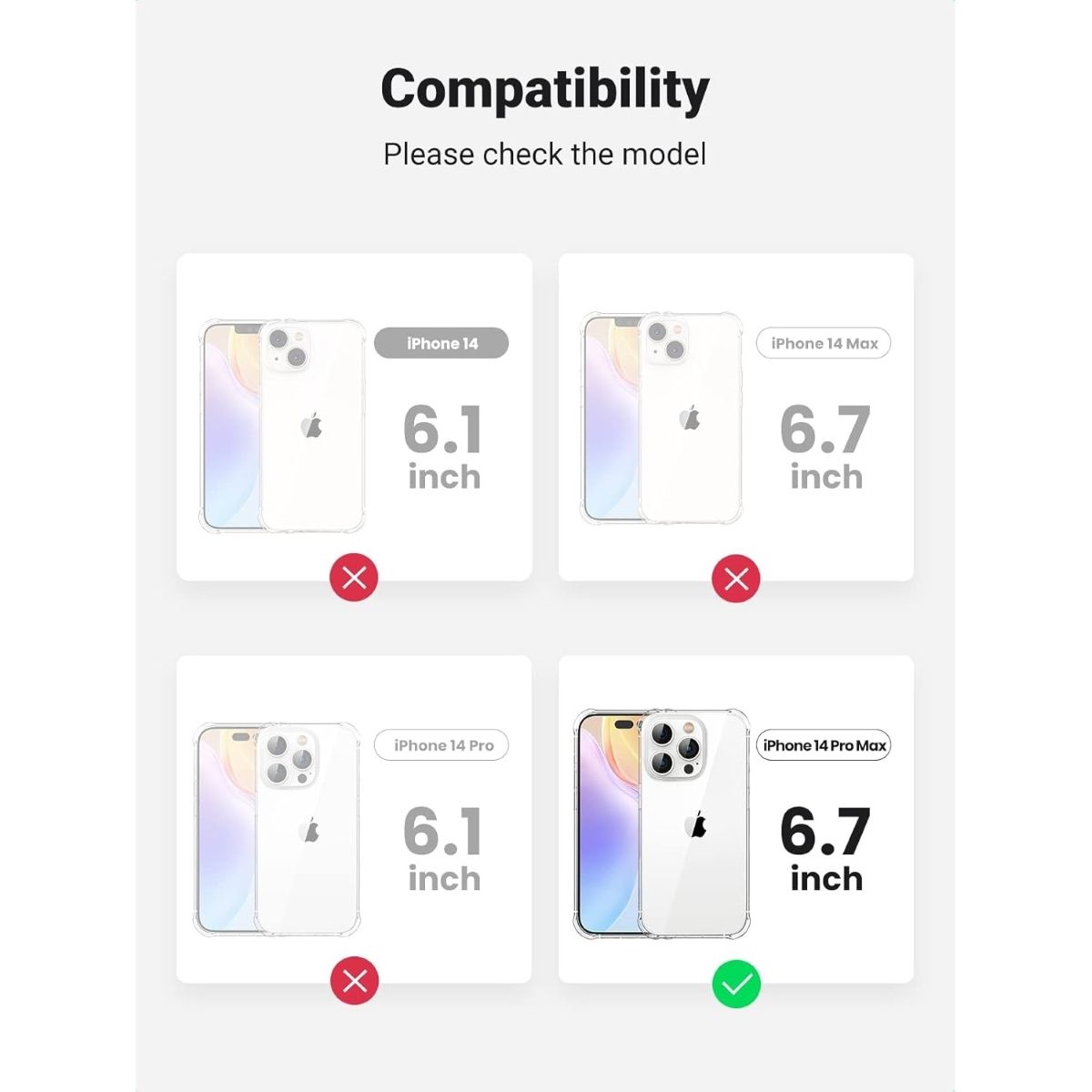 UGREEN - Case Funda para IPhone Serie 14 Pro Max Transparente UGREEN