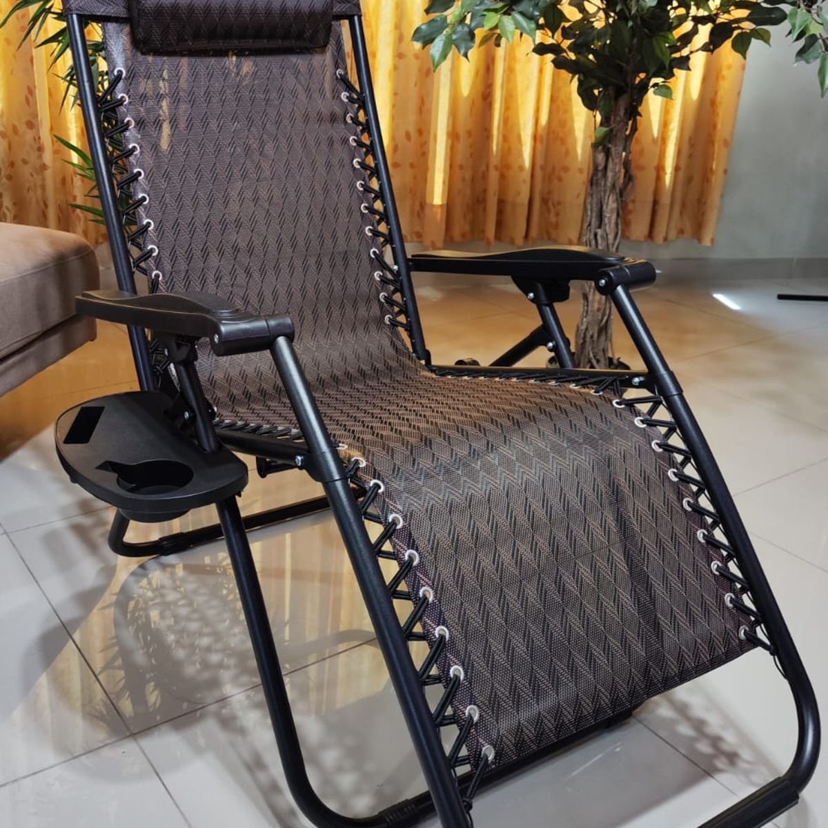 GENERICO - SILLA DE GRAVEDAD CERO PARA EXTERIORES CON BANDEJA POSA VASO