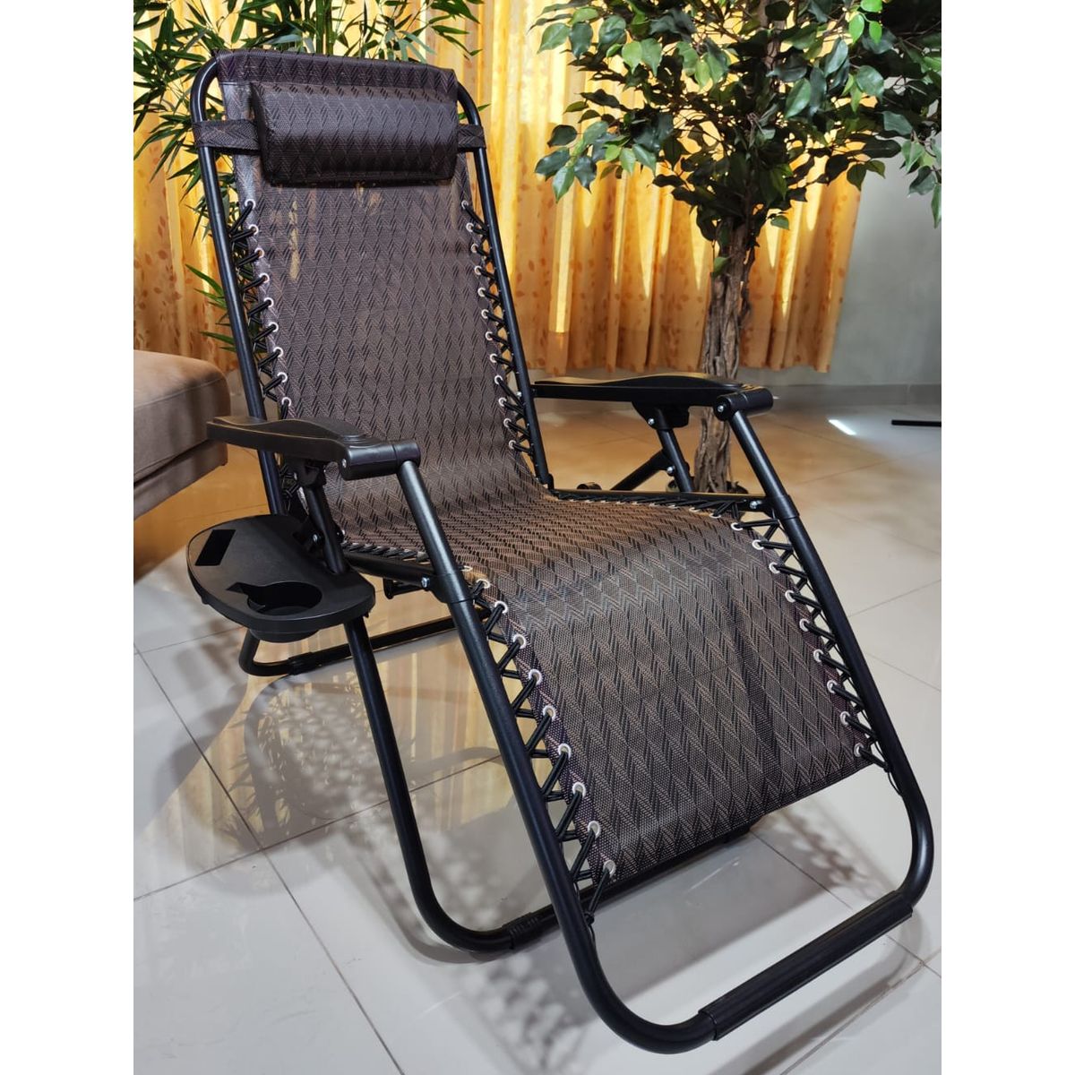 GENERICO - SILLA DE GRAVEDAD CERO PARA EXTERIORES CON BANDEJA POSA VASO