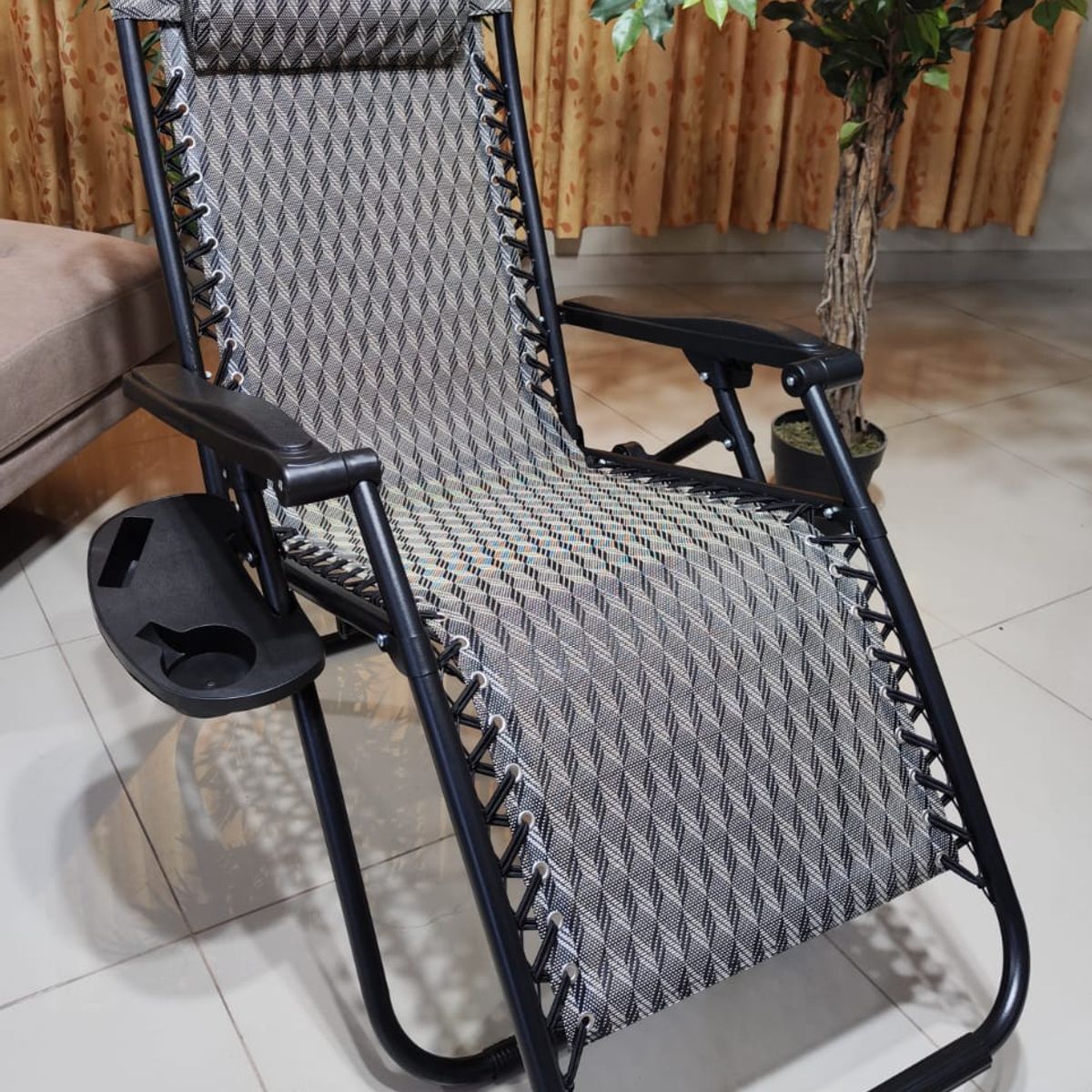 GENERICO - SILLA DE GRAVEDAD CERO PARA EXTERIORES CON BANDEJA POSA VASO