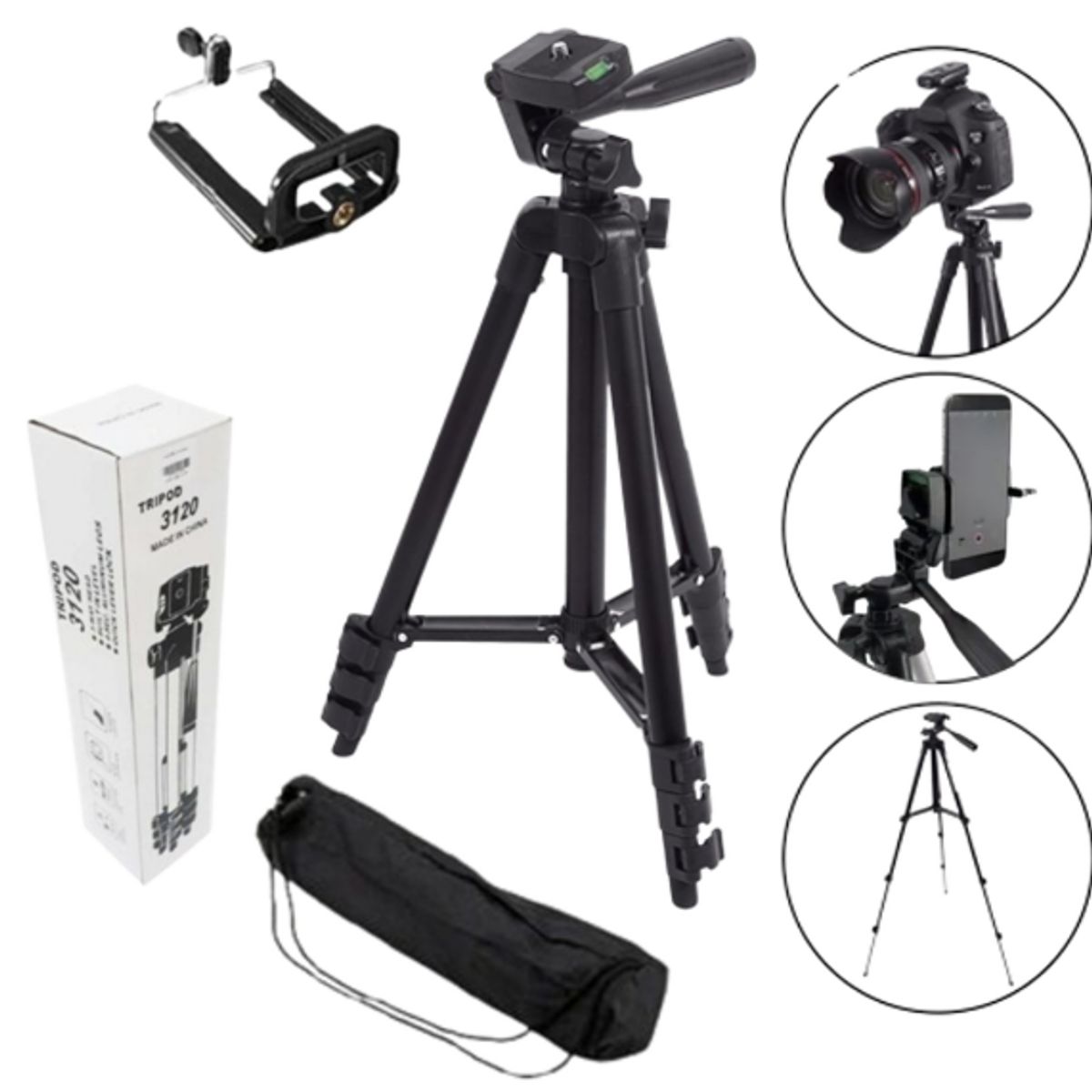 GENERICO - Tripode 3120 Para Camara Y Para Celular Hasta 1020 Mm Alto