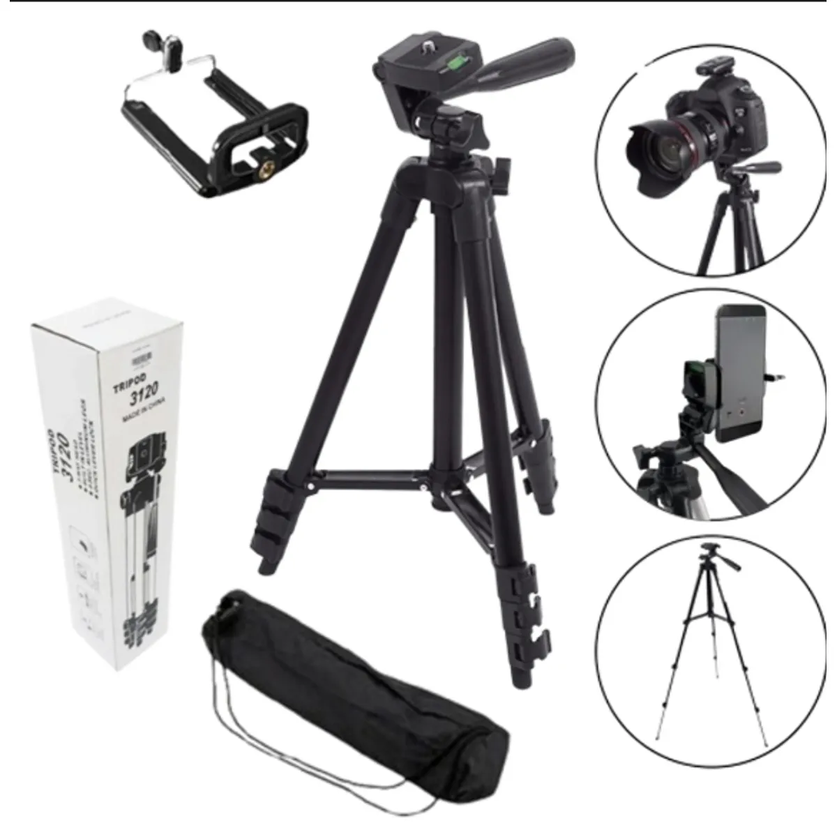 GENERICO - Tripode 3120 Para Camara Y Para Celular Hasta 1020 Mm Alto