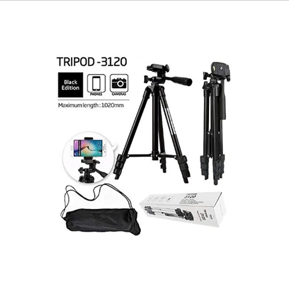 GENERICO - Tripode 3120 Para Camara Y Para Celular Hasta 1020 Mm Alto