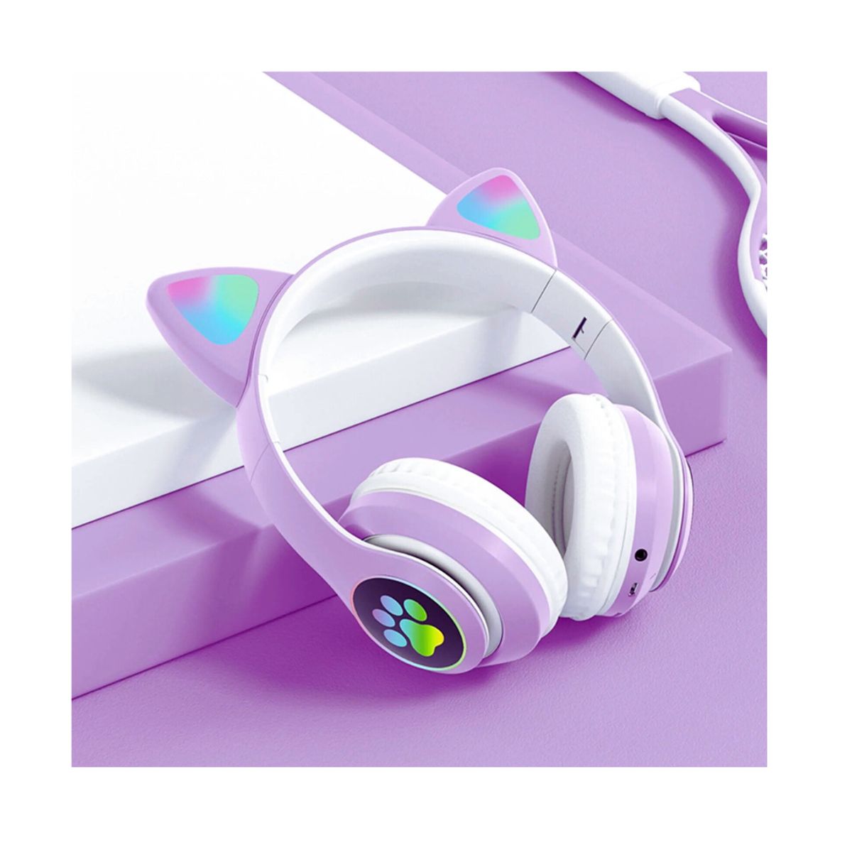 GENERICO - Audífonos Inalámbricos Diadema con Orejas de Gato LED