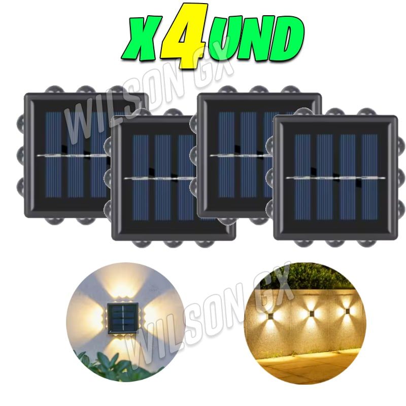GENERICO - Pack de 4 Lámparas Solares de Pared para Jardín Exteriores