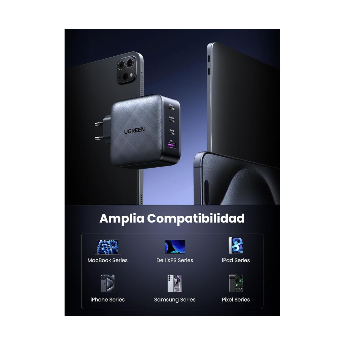 UGREEN - Cargador Gan 65w US para Macbook UGREEN