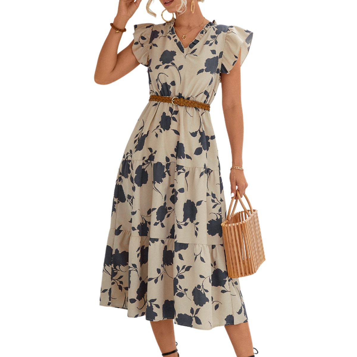 BLWOENS - Vestidos casuales para mujeres - Beige