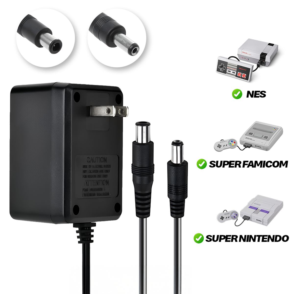 GENERICO - FUENTE de Alimentación para Nintendo NES Super Famicom y Famicom