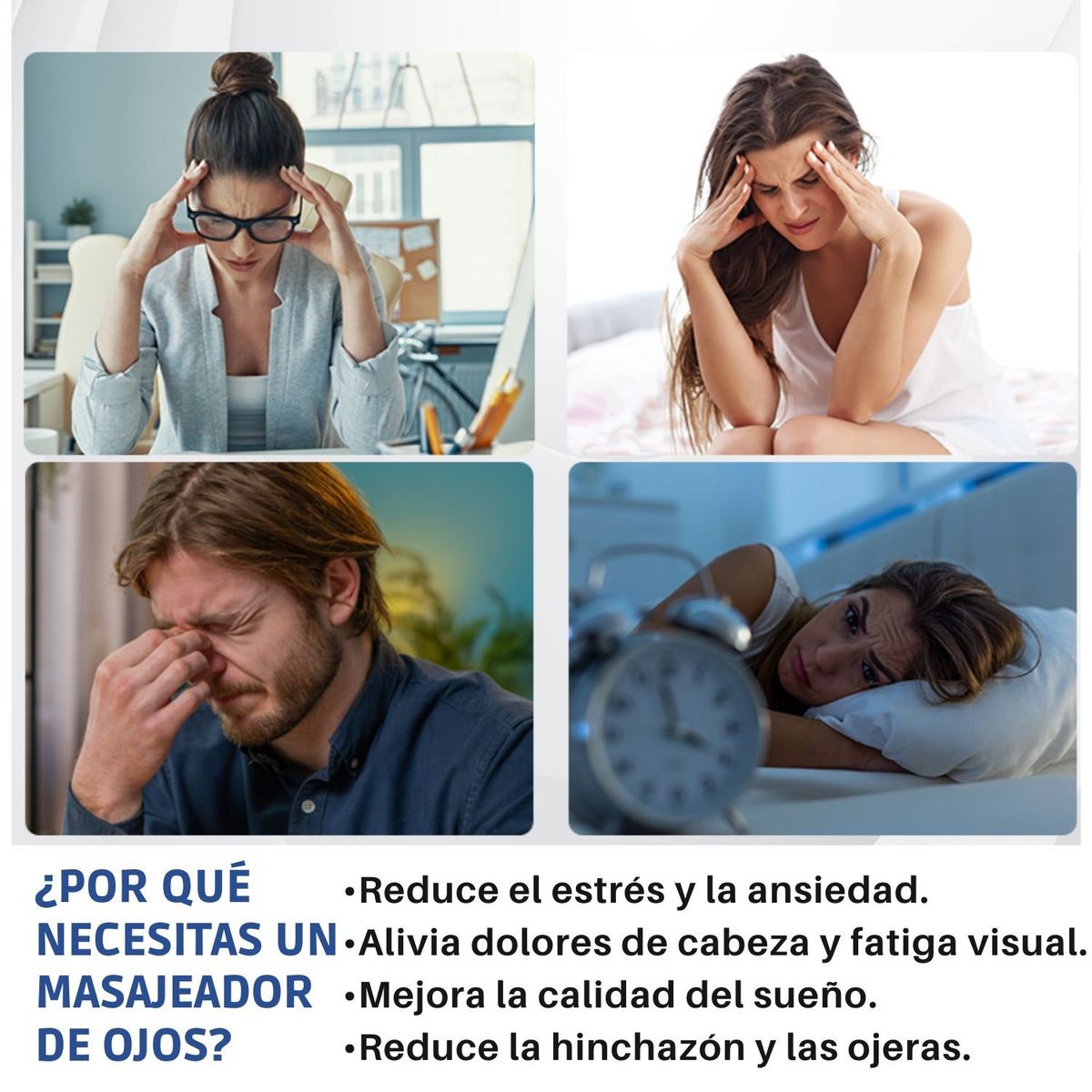 SEISA - Masajeador de Ojos con Calor Compresión y Bluetooth Recargable