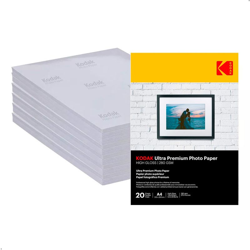 KODAK - Papel Fotografico Kodak Ultra Premium Gloss A4 280gsm x 20uds