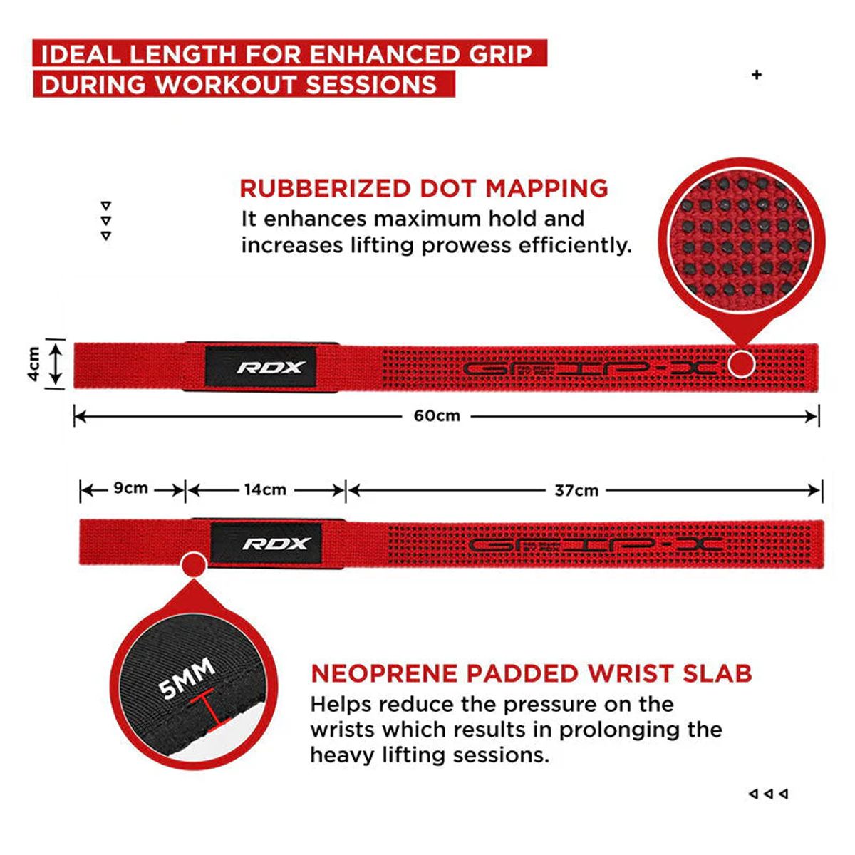 RDX - Correas de Levantamiento Antideslizantes S4+ Rosado