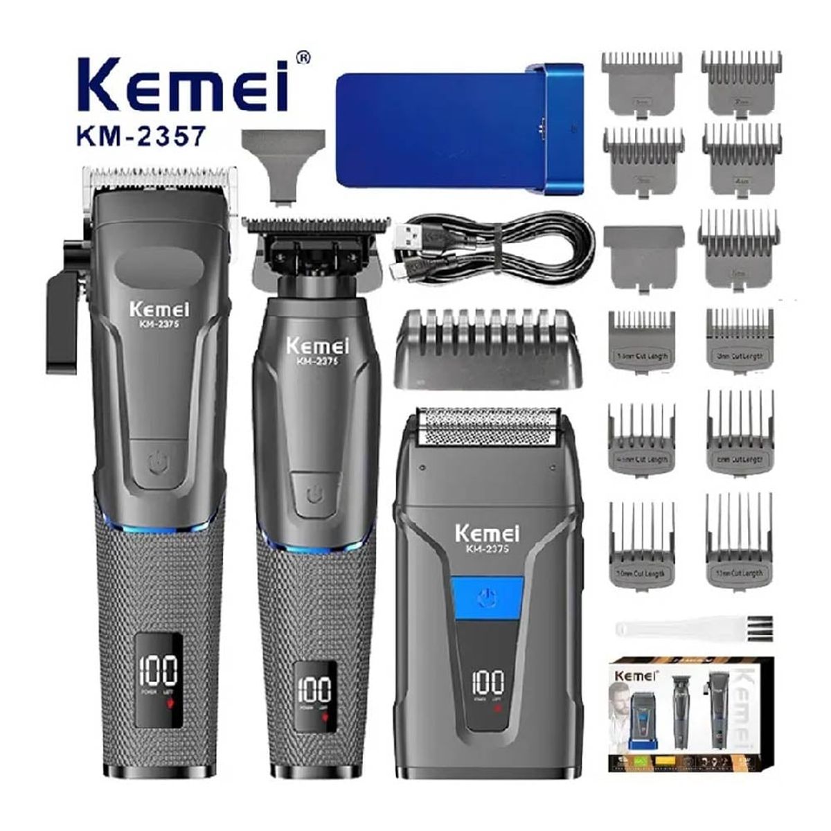 KEMEI - Maquina de cortar cabello y TRIMER +Afeita.  pack Profesional KEMEI