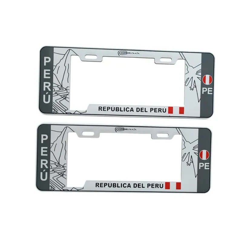 PERU - Porta Placa Modelo Europeo Machu Picchu Blanco