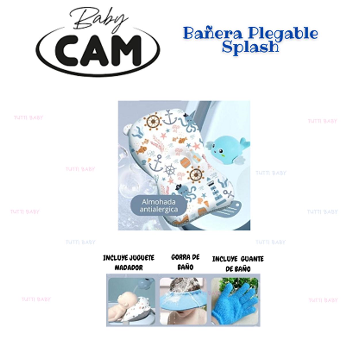 CAM - BAÑERA PLEGABLE PARA BEBE CON TERMÒMETRO - AZUL