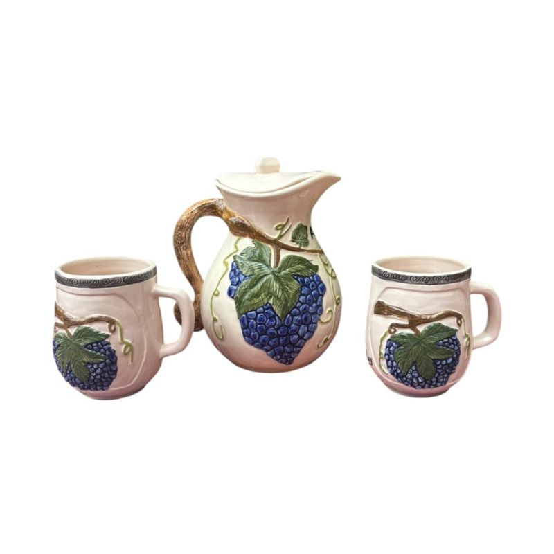 ACHALLAY ARTESANIA DE BARRO - Set de Jarra + 2 Tazas de Loza