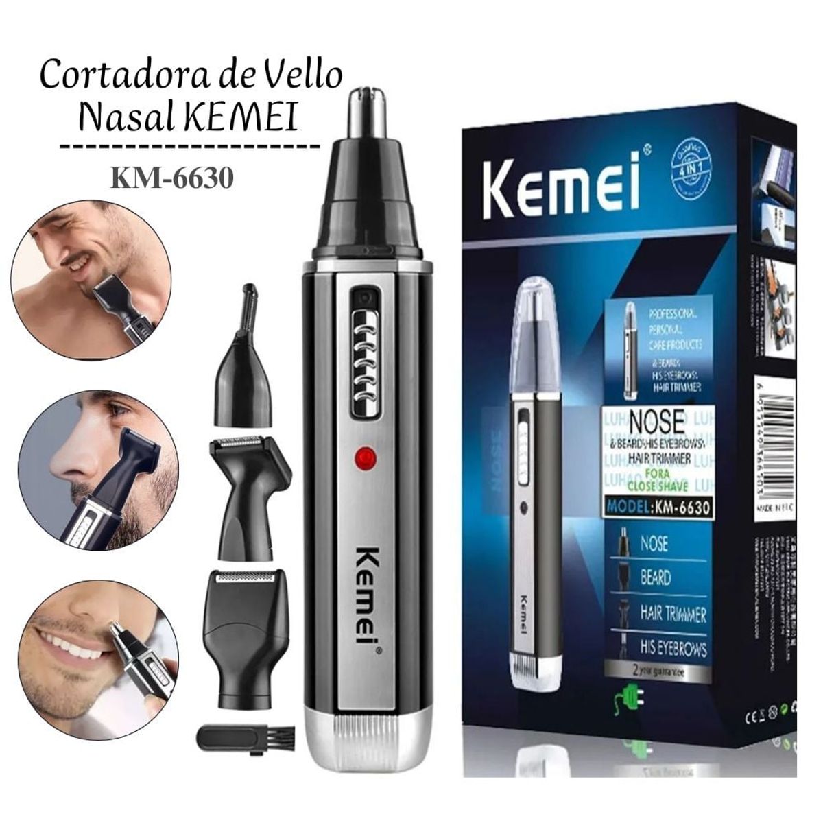 KEMEI - Cortadora de Vello Nasal Kemei 4 en 1 - KM6630