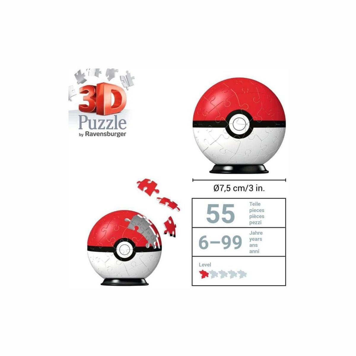 POKEMON - Pokemon Rompecabeza PokeBall 3D 54 Piezas