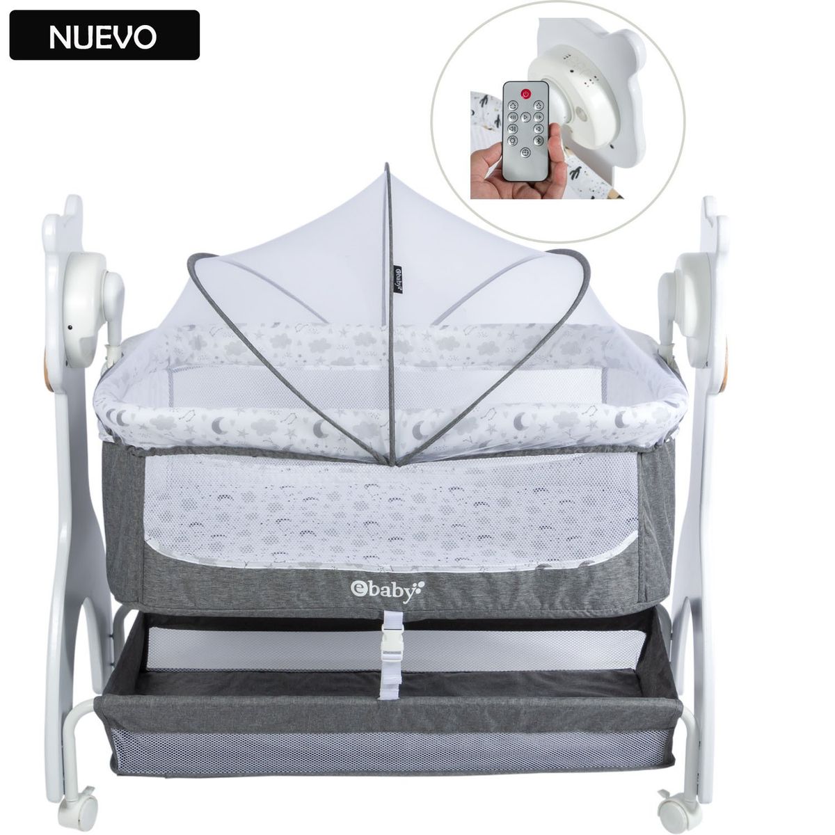 EBABY - Cuna Colecho para Bebé de Lujo AURA Plomo