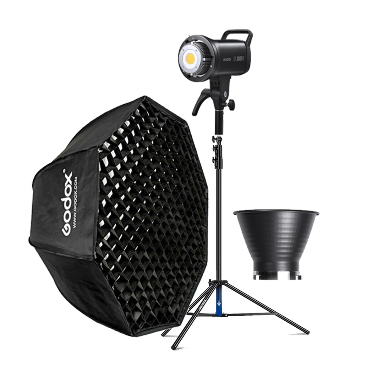 GODOX - Combo Luz Continua Godox SL100D + Parante + Softbox FW140