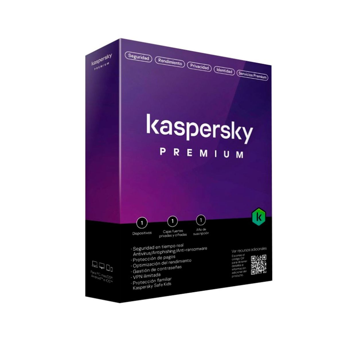KASPERSKY - LICENCIA ANTIVIRUS KASPERSKY PREMIUM 1PC 1AÑO PN SWKL1047D5AFS