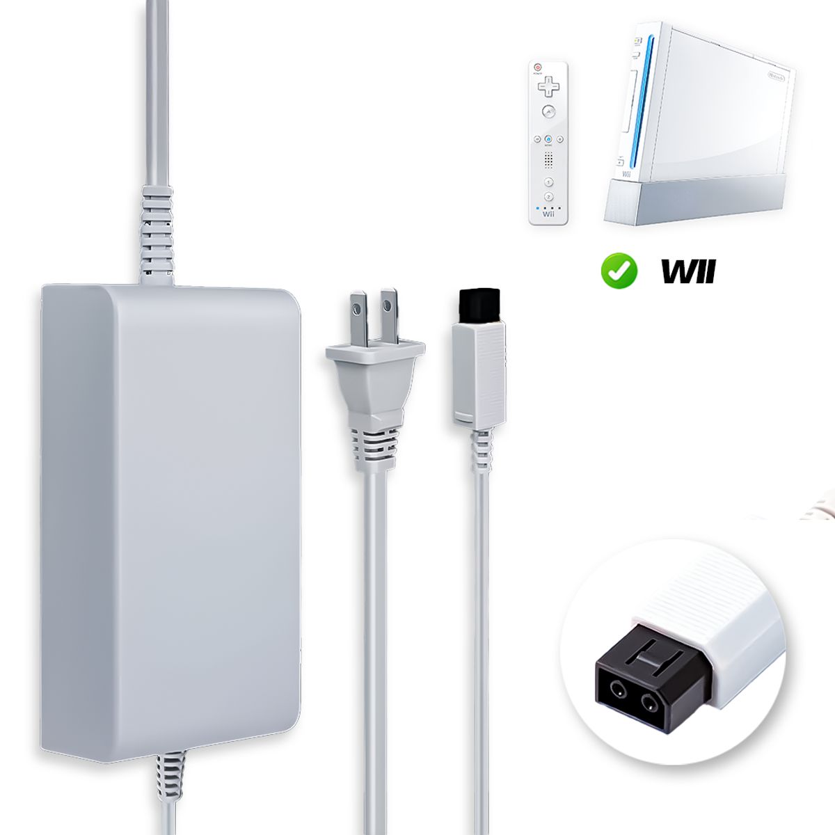 GENERICO - Fuente de poder multivoltaje compatible Nintendo Wii