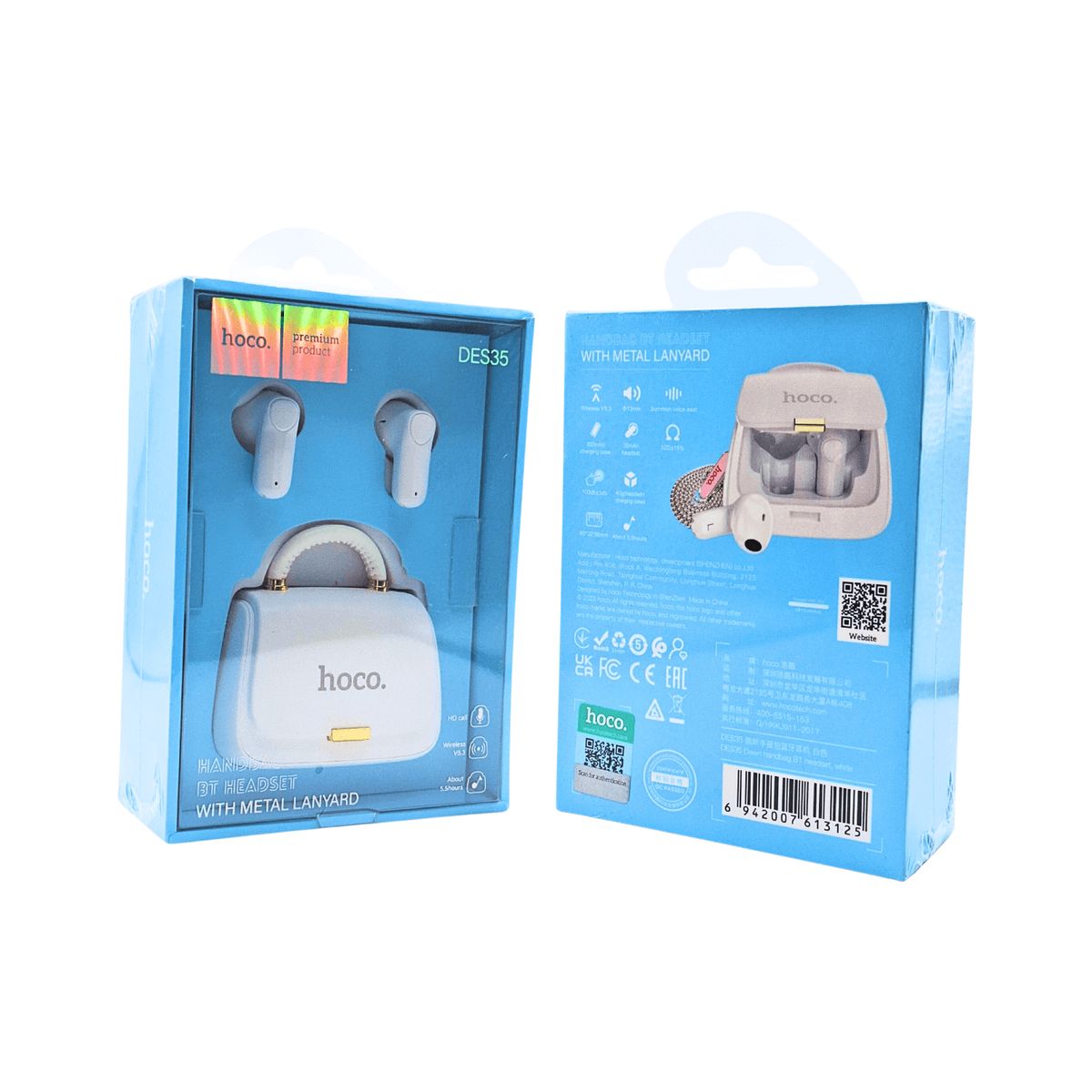 HOCO - Audífonos Inalámbricos con Estuche Bolso  Blanco