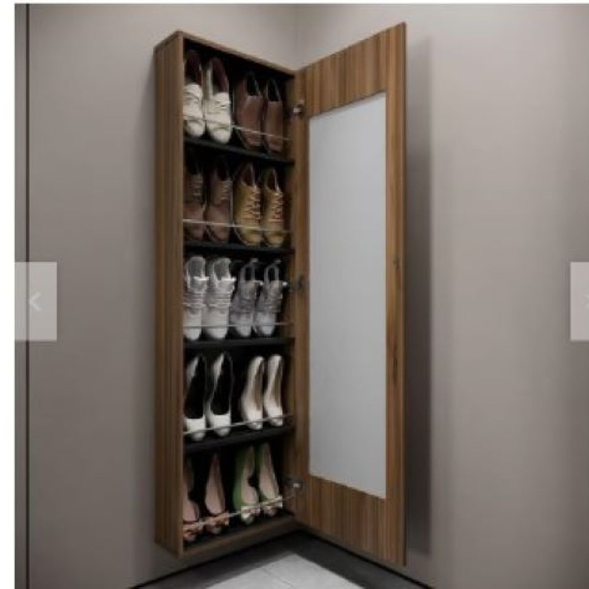 NACION MUEBLES - ZAPATERA CLASICA CON ESPEJO RECTANGULAR NACION MEUBLES COLOR MARRÓN