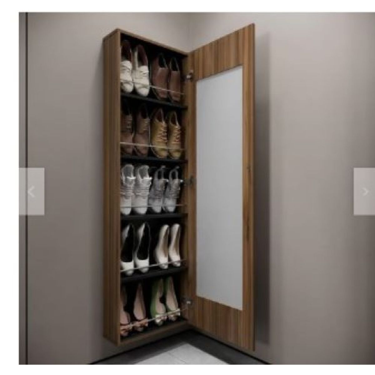 NACION MUEBLES - ZAPATERA CLASICA CON ESPEJO RECTANGULAR NACION MEUBLES COLOR MARRÓN