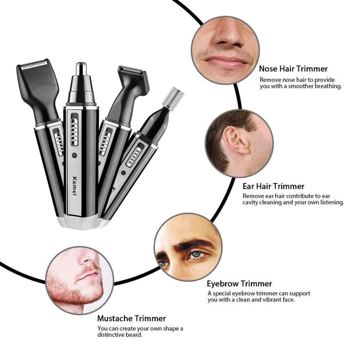 KEMEI - Cortadora de Vello Nasal Kemei 4 en 1 - KM6630