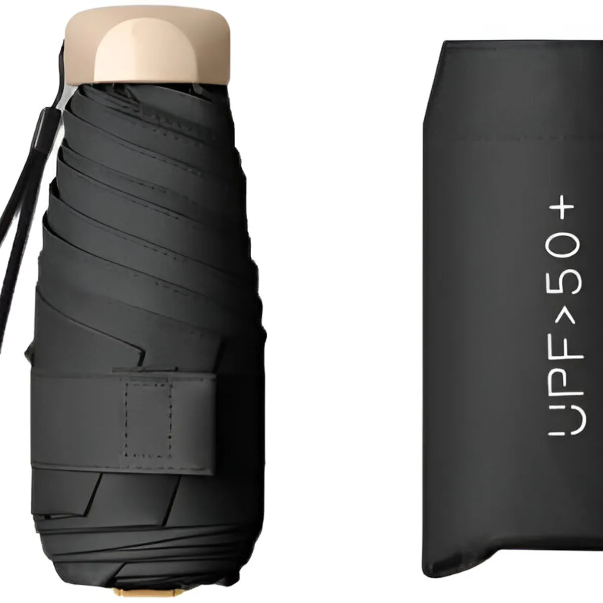 GENERICO - Mini sombrilla de bolsillo protección UV Negro