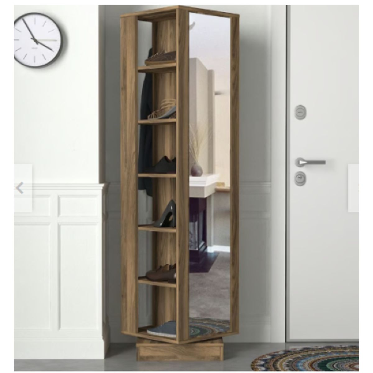 NACION MUEBLES - ZAPATERA MODERNA CLASICA GIRATORIA MARRÓN CLARO