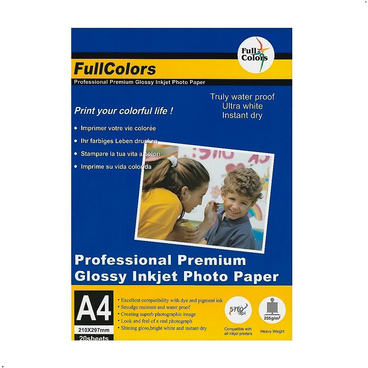 GENERICO - Papel Fotografico Profesional Brillante Fullcolors A4 20und