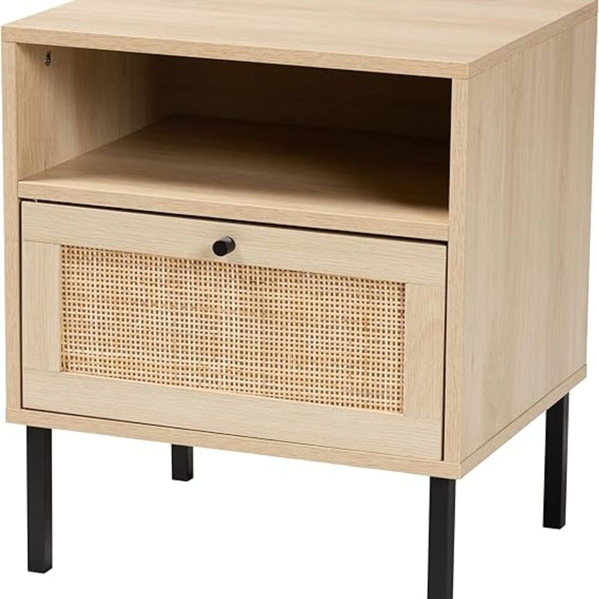 TU MESITA - VELADOR MODERNO CON RATAN ROGELIO 1 PUERTA TU MESITA