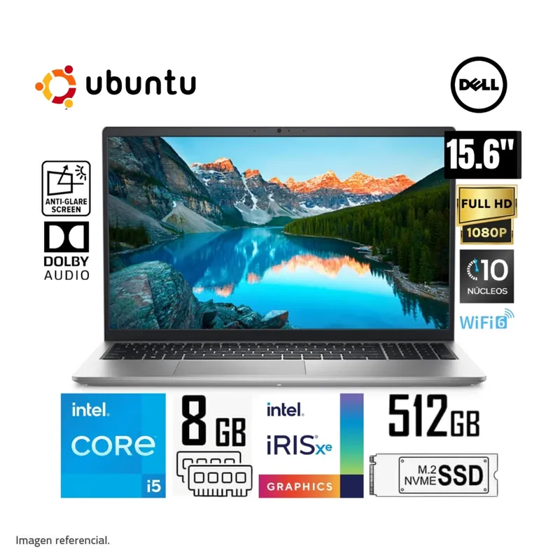 DELL - LAPTOP DELL INSPIRON 15 I5-1235U 8GB 512GB SSD 15.6" FHD UBUNTO 3520 (HKG75)