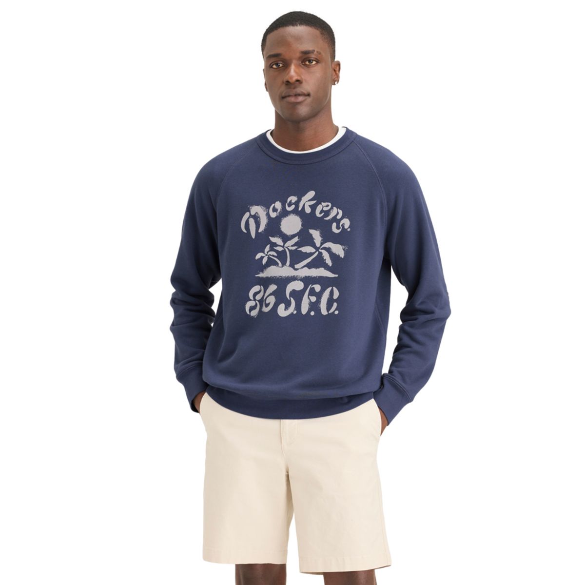 DOCKERS - Polera Hombre Crewneck Regular Fit Azul Dockers