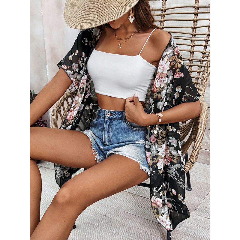 KAST PE - Kimono capa Floral Maui Cardigan para mujer - Talla LXL