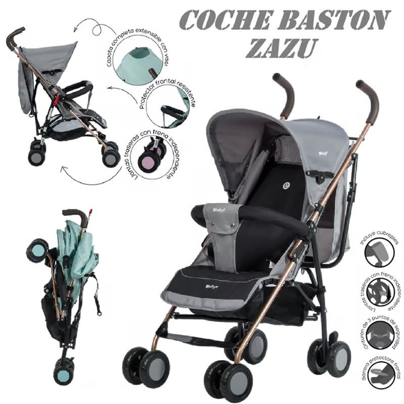 EBABY - COCHE Ebaby Baston ZAZU con Respaldar reclinable Gris