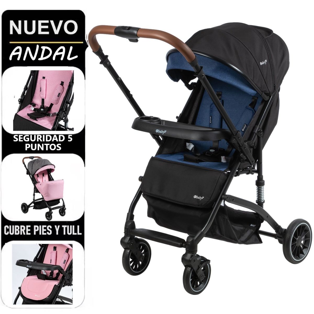 EBABY - COCHE DE PASEO ANDAL EBABY 173 CON MANGO REVERSIBLE az