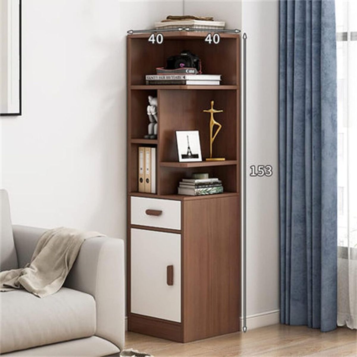 R&R MUEBLES - Estante Moderno Aashi Marrón y Blanco R&R MUEBLES