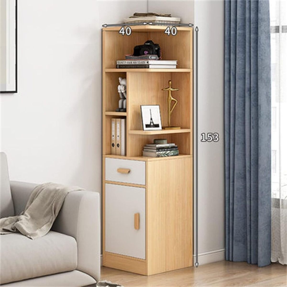 R&R MUEBLES - Estante Moderno Aashi Blanco y Marrón R&R MUEBLES