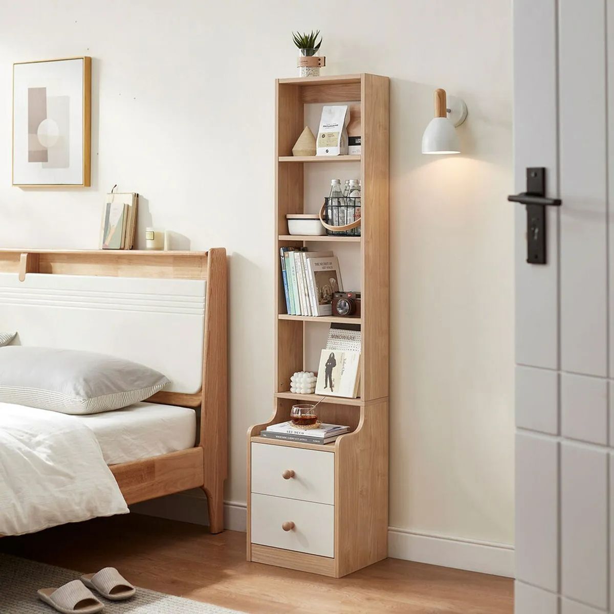 R&R MUEBLES - Estante Moderno Nakagi Blanco y Marrón R&R MUEBLES