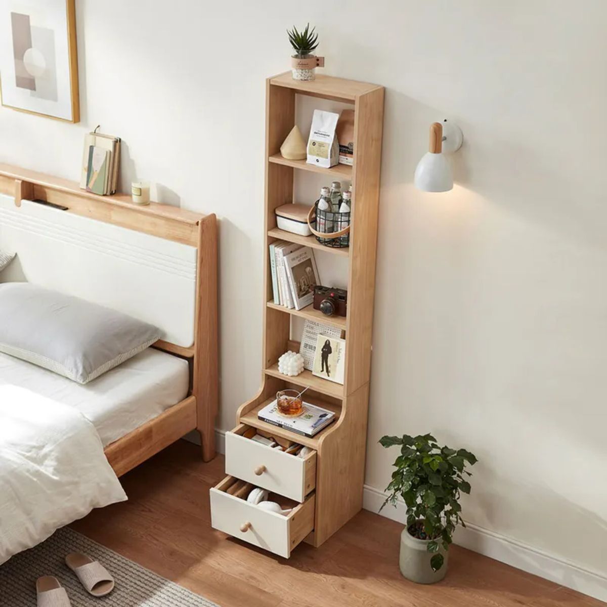 R&R MUEBLES - Estante Moderno Nakagi Blanco y Marrón R&R MUEBLES