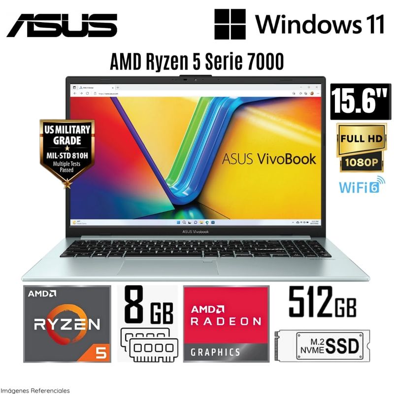 ASUS - Laptop ASUS E1504FA-NJ404W AMD Ryzen 5 (7000 series) 8GB RAM 512GB SSD 15.6" FHD Windows 11 Home