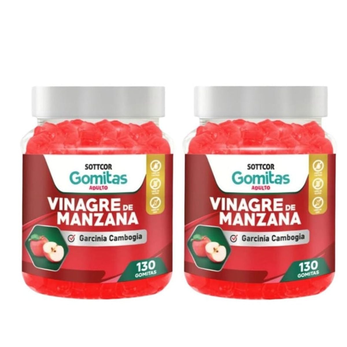 GENERICO - PACK 2 VINAGRE DE MANZANA SOTTCOR GOMITAS ADULTOS 130