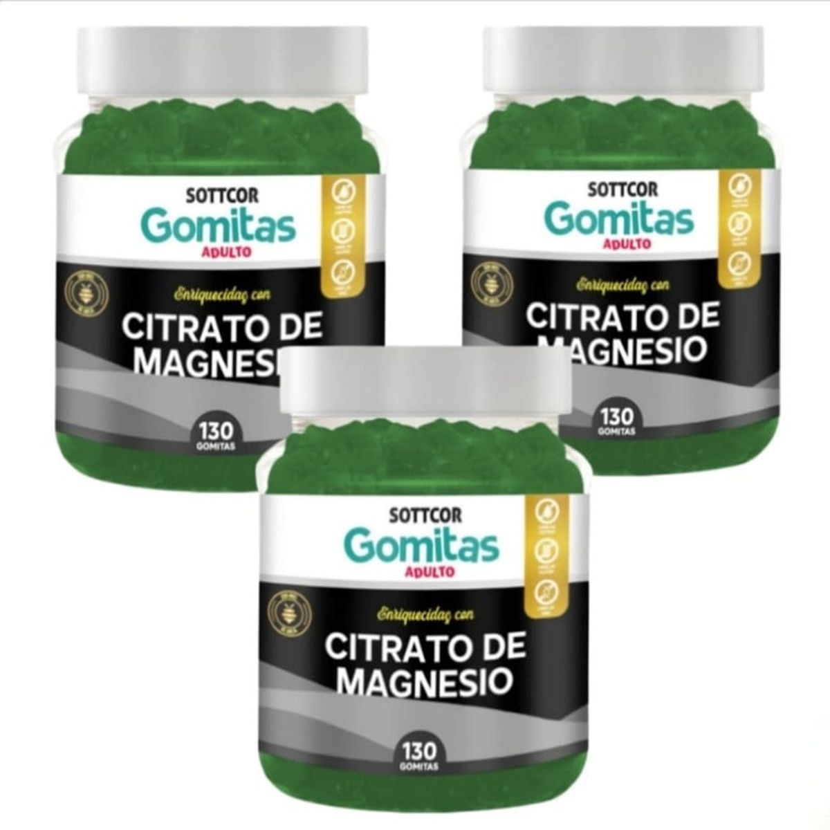GENERICO - PACK 3 CITRATO DE MAGNESIO EN GOMITAS SOTTCOR LABS