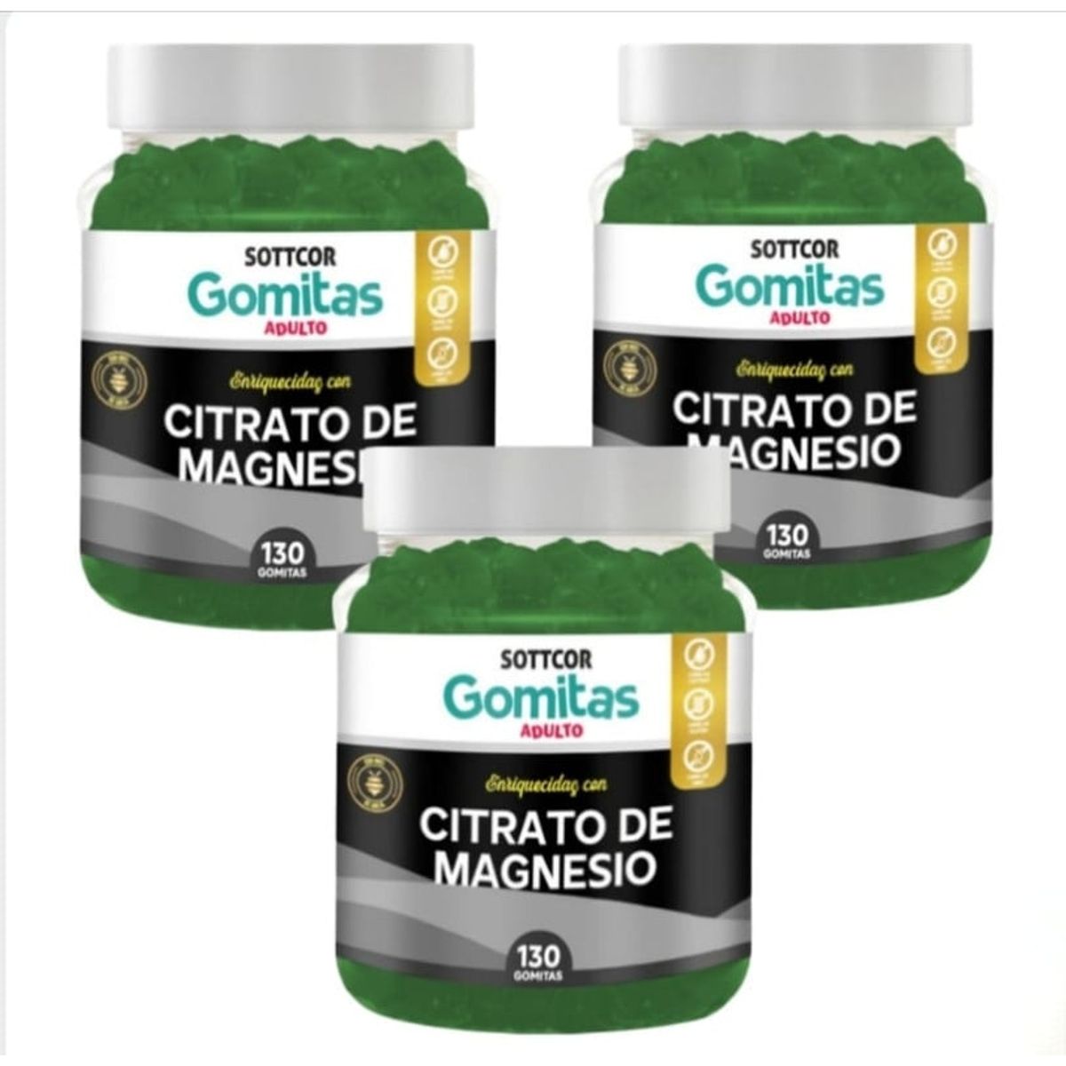 GENERICO - PACK 3 CITRATO DE MAGNESIO EN GOMITAS SOTTCOR LABS