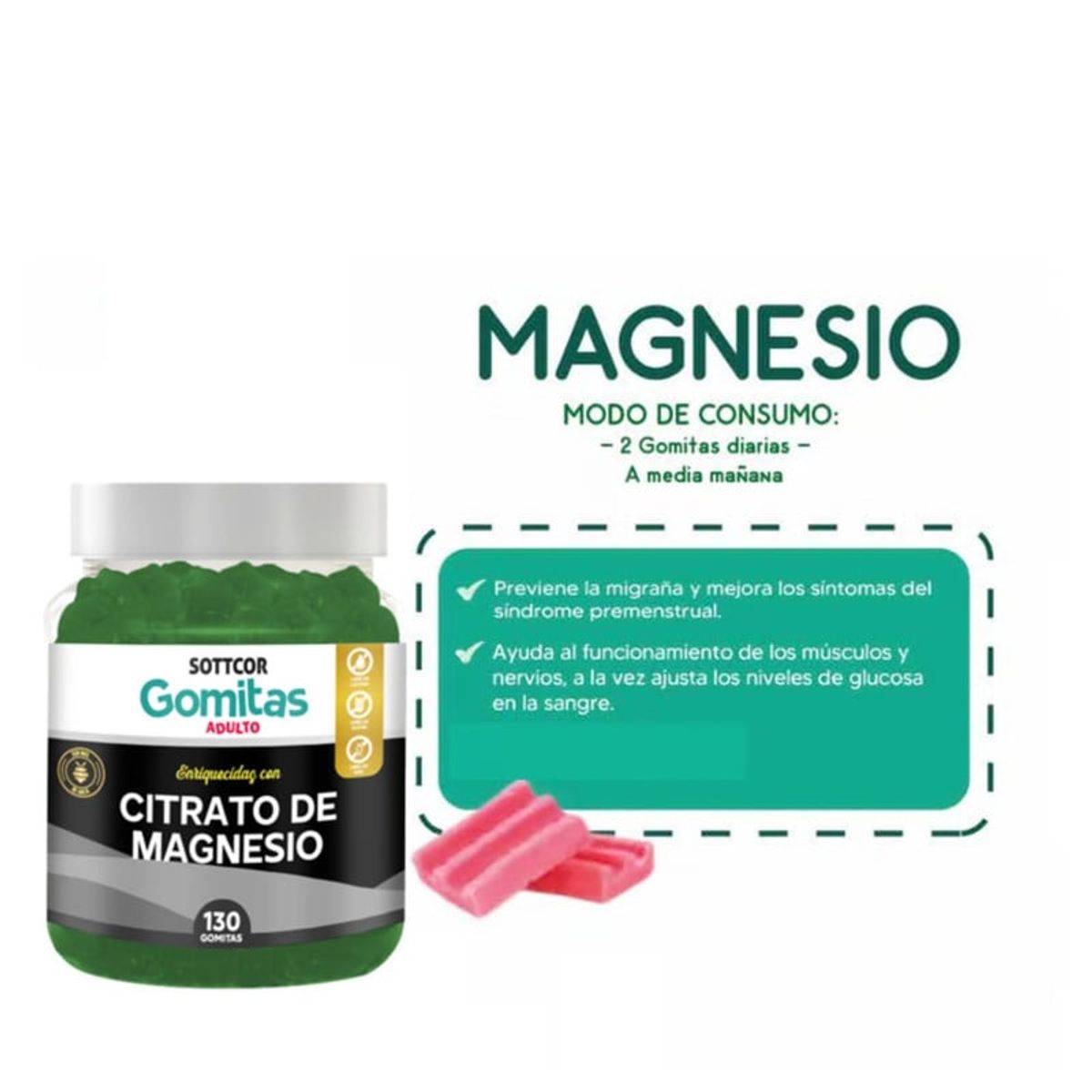 GENERICO - PACK 3 CITRATO DE MAGNESIO EN GOMITAS SOTTCOR LABS