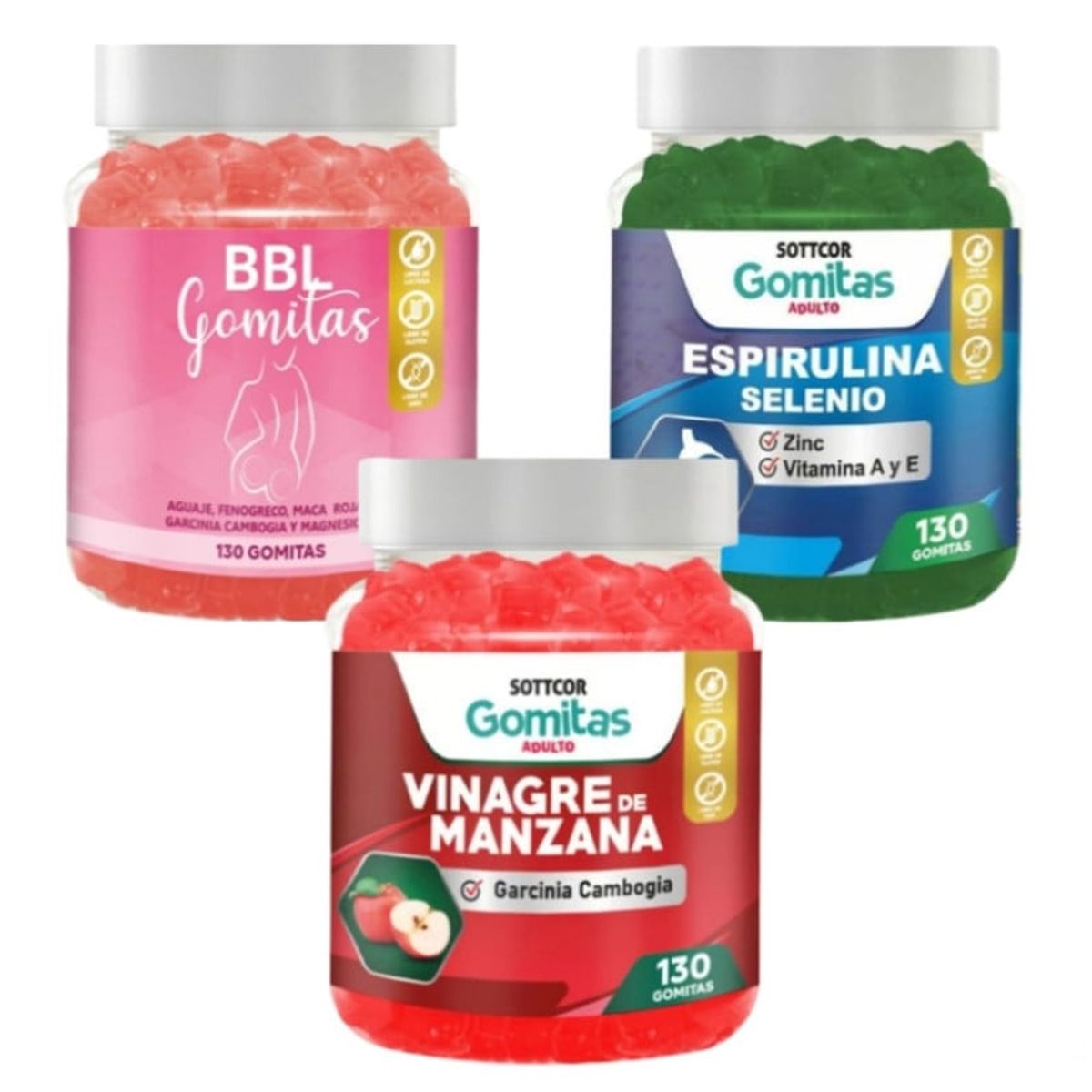 GENERICO - AGUAJE BBL EN GOMITAS, VINAGRE DE MANZANA Y ESPIRULINA SOTTCOR X 3